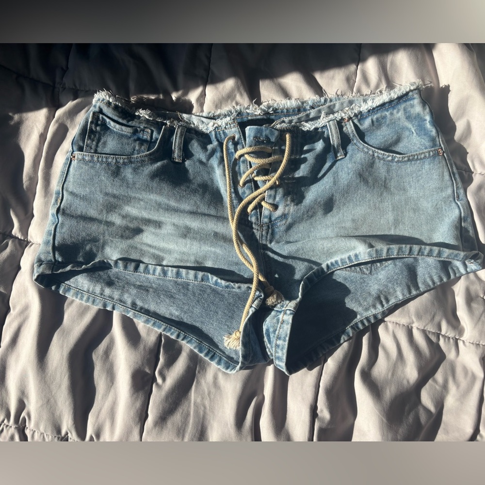 Wild Fable Blue Lace-Up Jean Shorts
